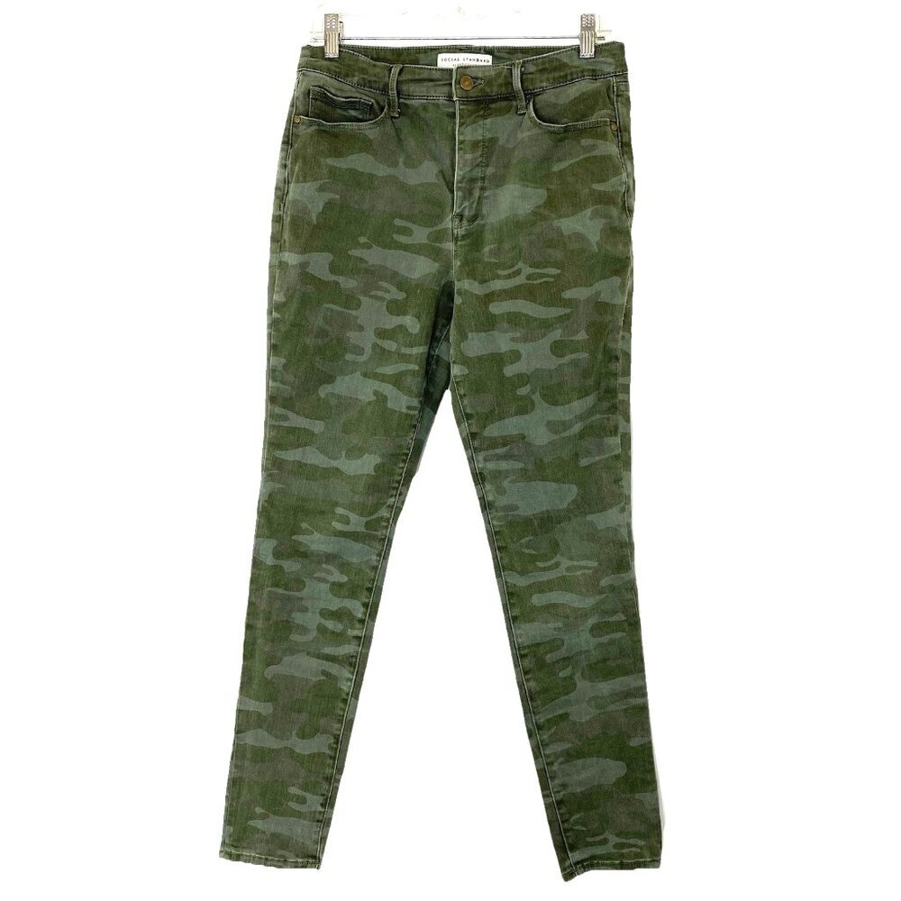 Social Standard by Sanctuary High Rise Skinny Jeans Womens 8/29 30x28 Green Camo